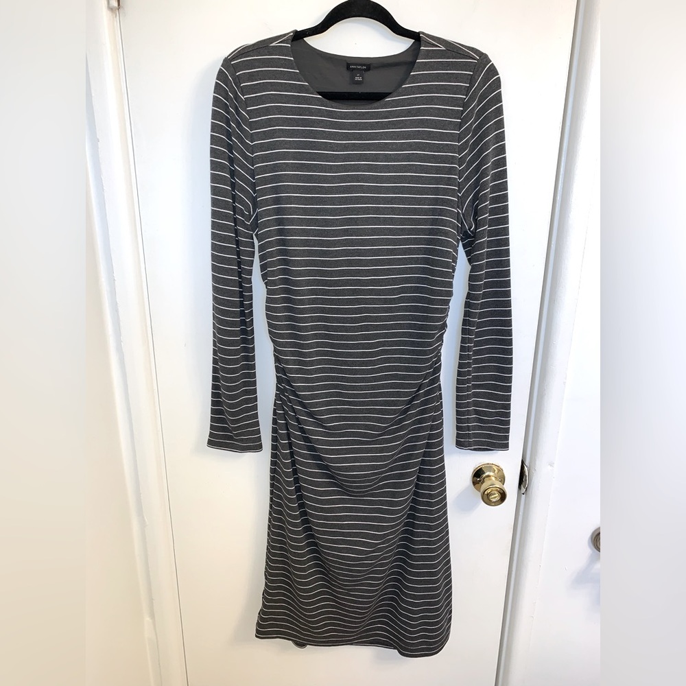 Ann Taylor Striped Ruched Dress